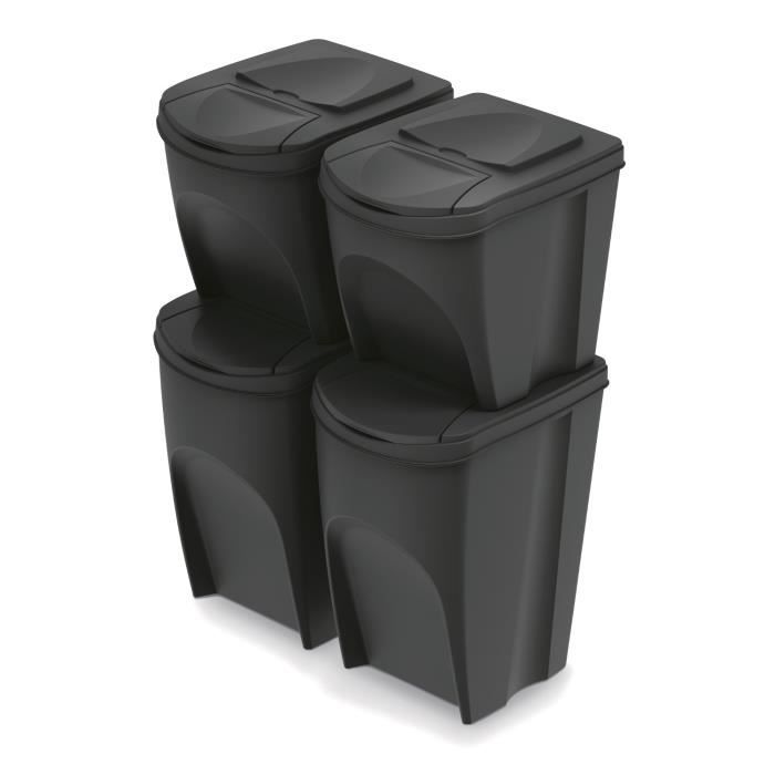 Sorti Box Ensemble de poubelles de tri Keden SORTI BOX 2x25 + 2x35l - noir ...