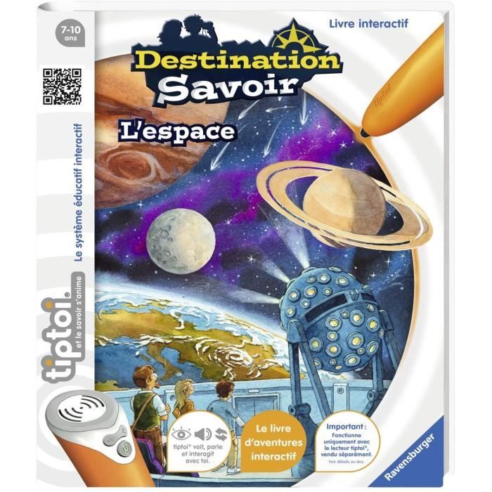 Ravensburger - Livre d'aventure interactif tiptoi - Destination savoir L'espace - Jeux electroniques educatifs sans ecran et
