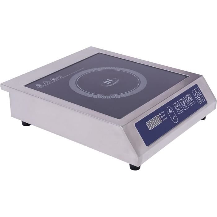 Table De Cuisson à Induction, 3500W, 11 Niveaux De Puissance, Indicateur LED, Détection Automatique, Plaque De Cuisson Professionnelle En Acier Inoxydable Avec Bobine De Cuivre Et Portée 75 Kg, Pour