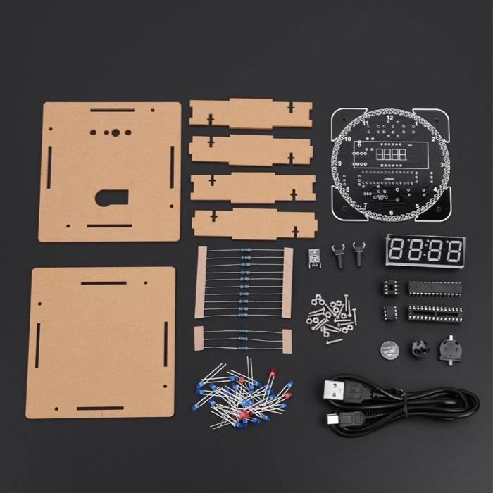 Kit Horloge Numérique LED DIY - Affichage Heure Et Température - 5V USB - Avec Animations - Bleu