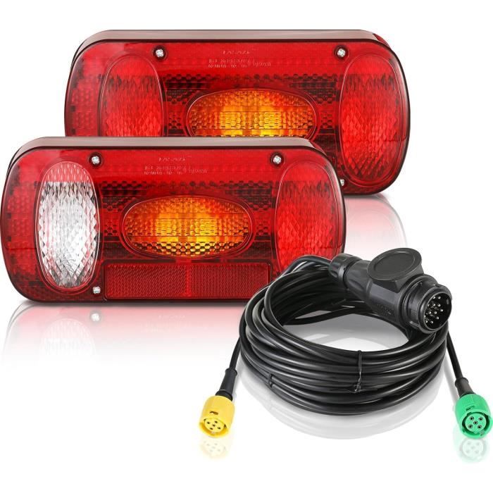 Feux Arrière Remorque ETUKER – 13 Broches LED, 12/24V, 7 Fonctions – Feux Stop, Clignotants, Recul, Antibrouillard - 7