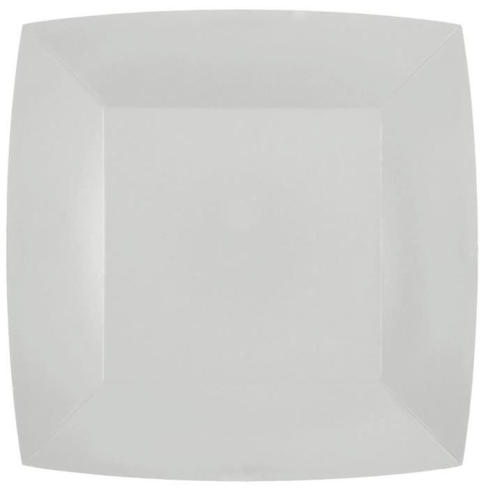 Lot de 10 Assiettes carrées en carton blanc (290grs/m2) 23 x 23 cm