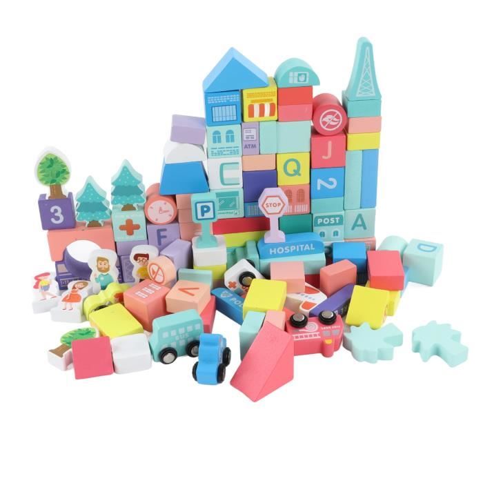 Shipenophy Jouet de construction en bois pour enfants Ensemble de blocs ...