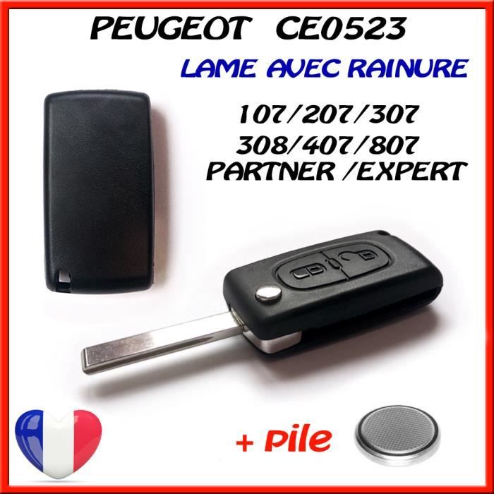 Coque Télécommande Plip Clé Peugeot 2 Bouton 107 207 307 407 CE0523 Sans Rainure