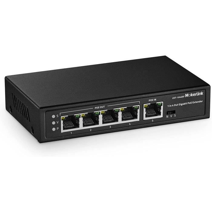 MokerLink 5 Ports Gigabit PoE Passthrough Switch, IEEE 802.3afat PoE