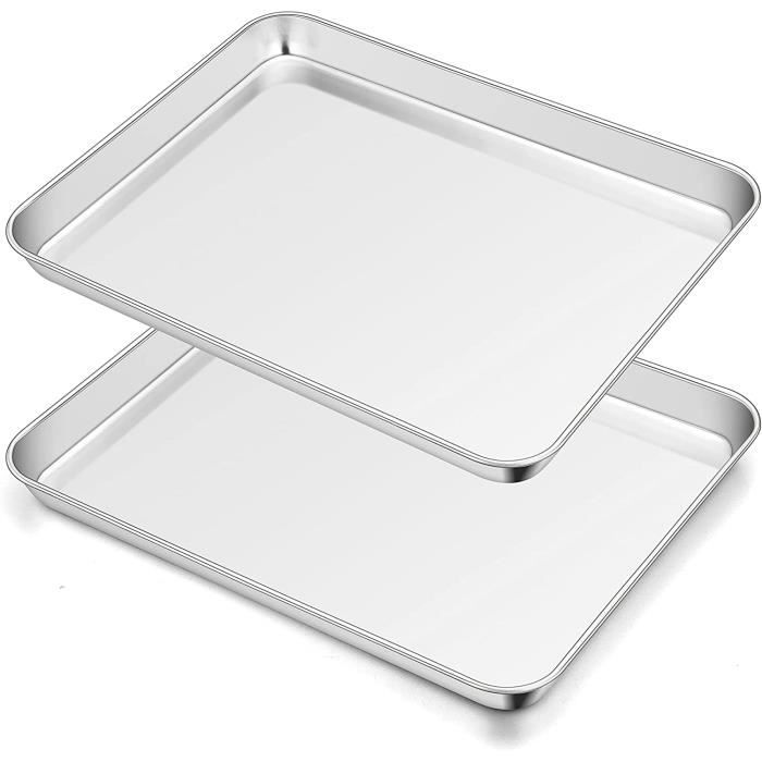 Plaques Cuisson Rectangulaires SPORWAY - Lot De 2 | Acier Inox Antiadhésif | Lave-Vaisselle | 26x19x6cm
