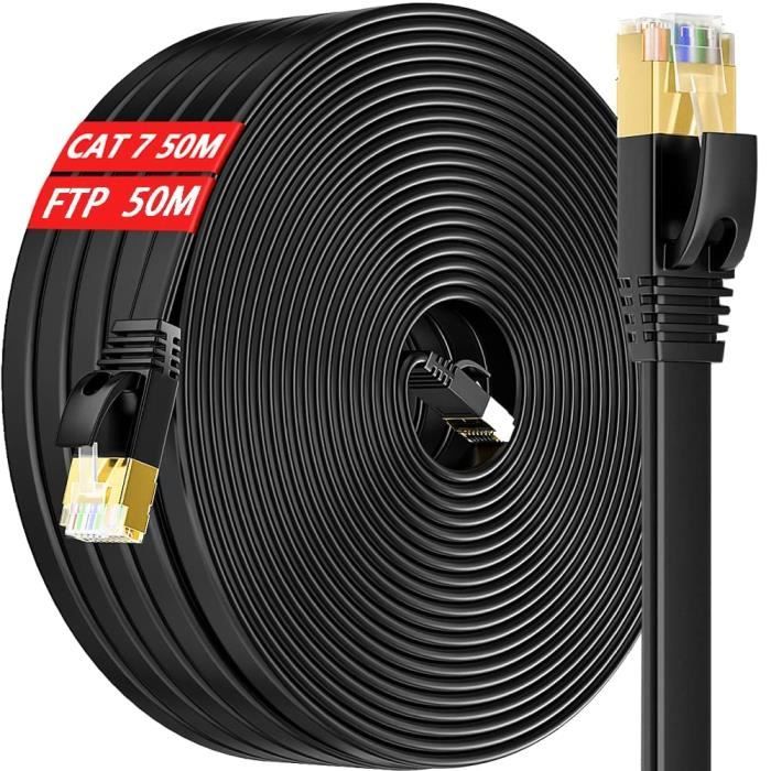Cable Rj45 Cat 7 50m Blindé, Cable Extérieur Cable Réseau 50