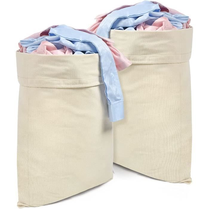 OTraki Lot de 2 Sac à Linge Sale Voyage 50 x 70 cm Pliable Sac de Rangement  Cordon de Serrage Sacs en Tissu Coton Lavable Réutil126 - Cdiscount  Electroménager