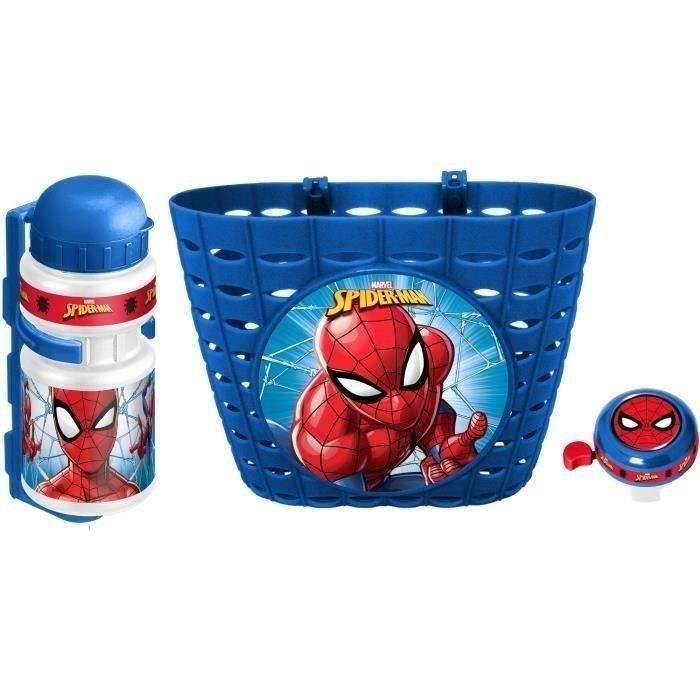 Set Corbeille + Bidon + Sonnette SPIDER-MAN - Pour Enfant à partir de 3 ans - Couleur Bleu et Rouge