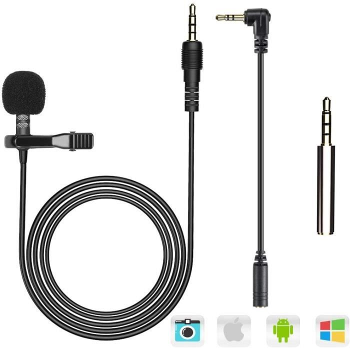 Microphone Pour Pc 3.5Mm Jack Audio, 2M Mini Micro Cravate Condensateur