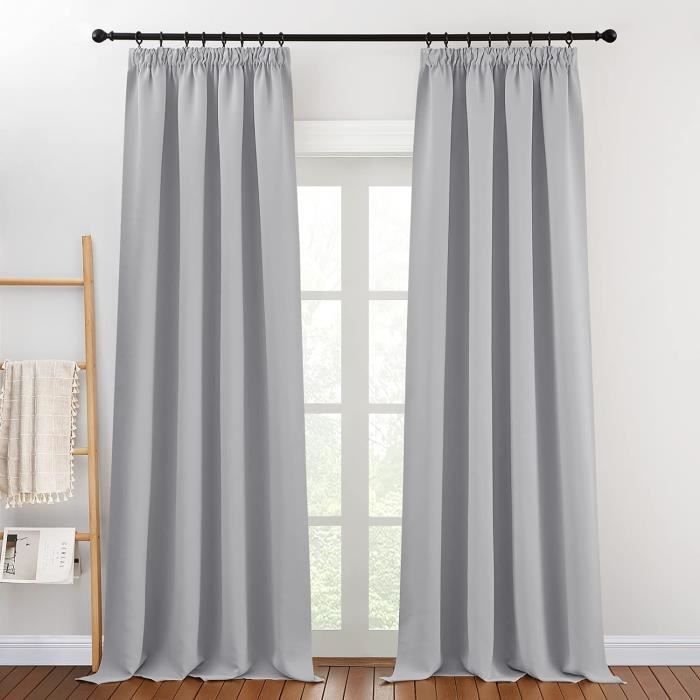 Rideau Occultant Thermique 250x300 Cm - Isolation Phonique Et Anti-UV - Gris - Lavable Machine - 9