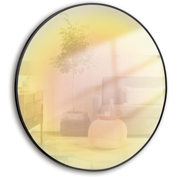 The Fenestra Miroir Mural Circulaire Rond Moderne Avec Cadre En Métal Noir 80 X 80 Cm[W3318