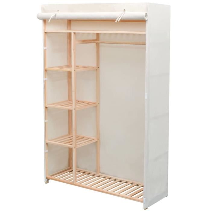 PromovidaXL Garde-robe LMT - Armoire de Chambre en tissu et bois de pin 110 x 40 x 170 cm 8 66Kg