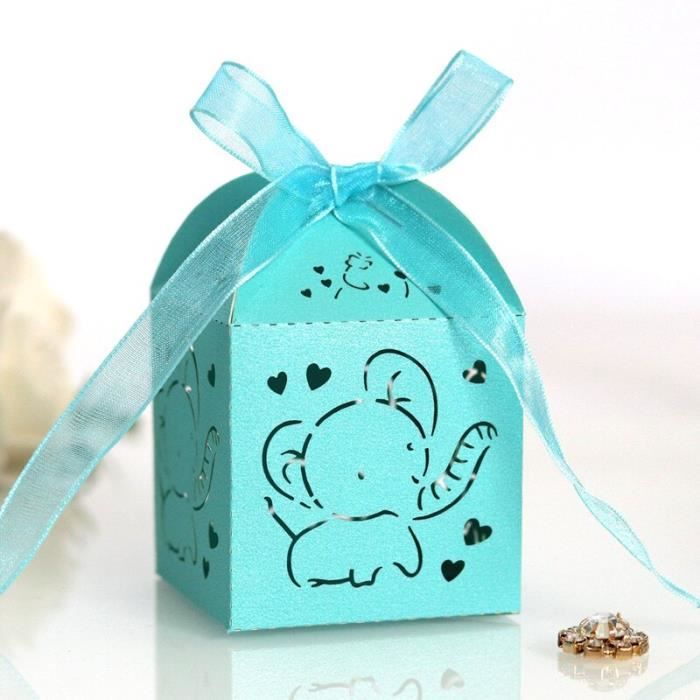 Blue Elephant box5X5X8CM Boîte à dragées en forme d'éléphant découpée
