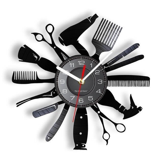Horloge Murale Vinyle Ustensiles De Cuisine – Design Rétro Silencieux Pour Déco Moderne