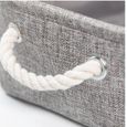 Bac de rangement pliable Panier de tissu rectangulaire avec poignées de corde de coton pour bureaux gris m-1