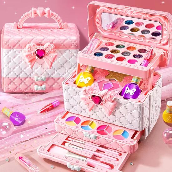 Vanity De Maquillage Pour Enfant Gloways - Coffret Avec Fards, Gloss, Vernis - Dès 5 Ans - Testé En France