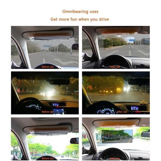 2 en 1 voiture pare - soleil lunettes anti - éblouissement la vision de jour  et de nuit conduire miroir inhibiteur uv un écran plus - Cdiscount Auto