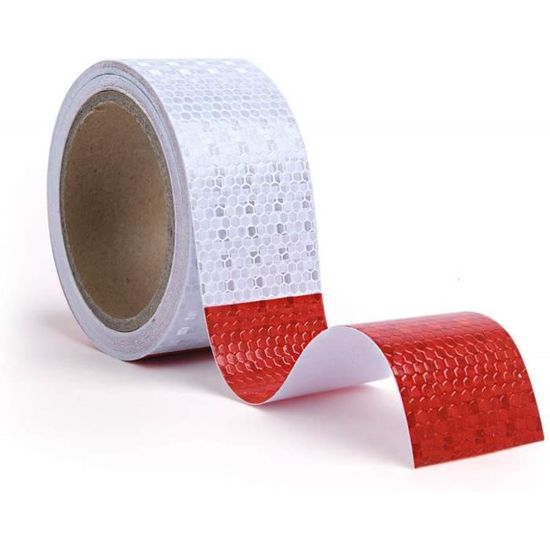 YYTECH Bande Réfléchissante Autocollante Rouge Et Blanc 10m X 10cm - Ruban Sécurité Haute Visibilité Adhésif