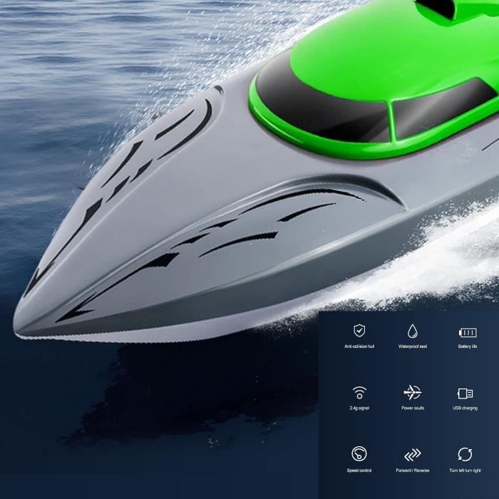 Drfeify bateau télécommandé à grande vitesse Bateau de course RC 2.4G Drfeify bateau télécommandé à grande vitesse Bateau de course RC 2.4G