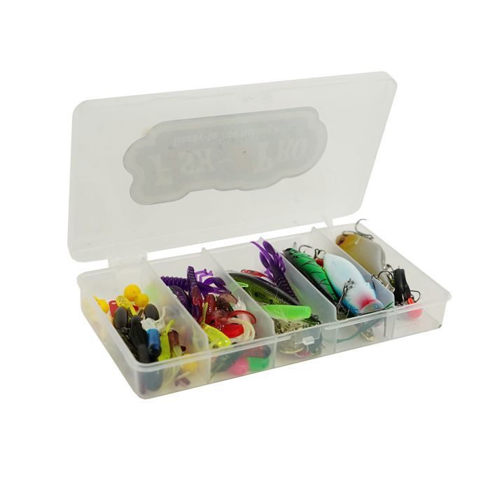 PLUSINNO Kit d'accessoires de pêche 210 pièces, boîte à pêche avec matériel inclus, hameçons, plombs, plombs ronds fendus, matériel de pêche pour le bar, la truite et le poisson-chat