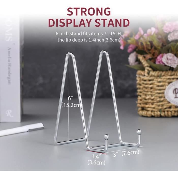 Hetoco 6 Pouces Blanc Chevalets Porte Assiette Présentoirs Décoratifs En Pour Photo, Cadres Pour Image, Assiettes Décoratives, Tableaux Et Pièces D'Art.(Paquet De 4