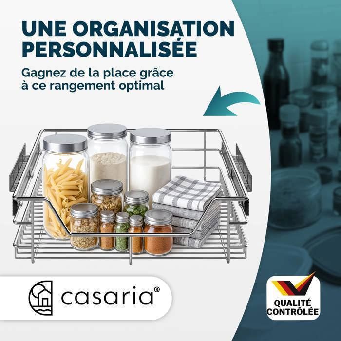 Tiroir coulissant extensible pour meuble de cuisine