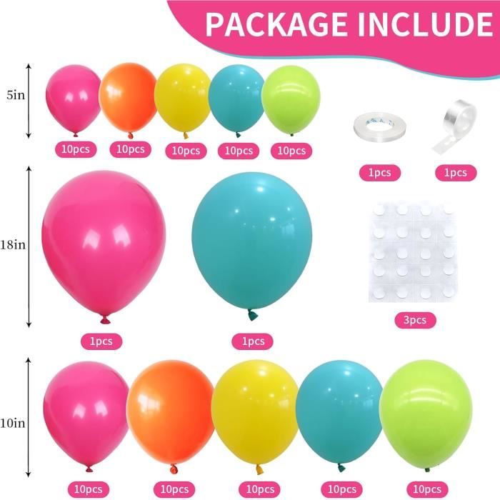 Ensemble De 3 Ballons Arc-en-Ciel Néon - Ballons Football, Basket Et Volleyball Pour Enfants