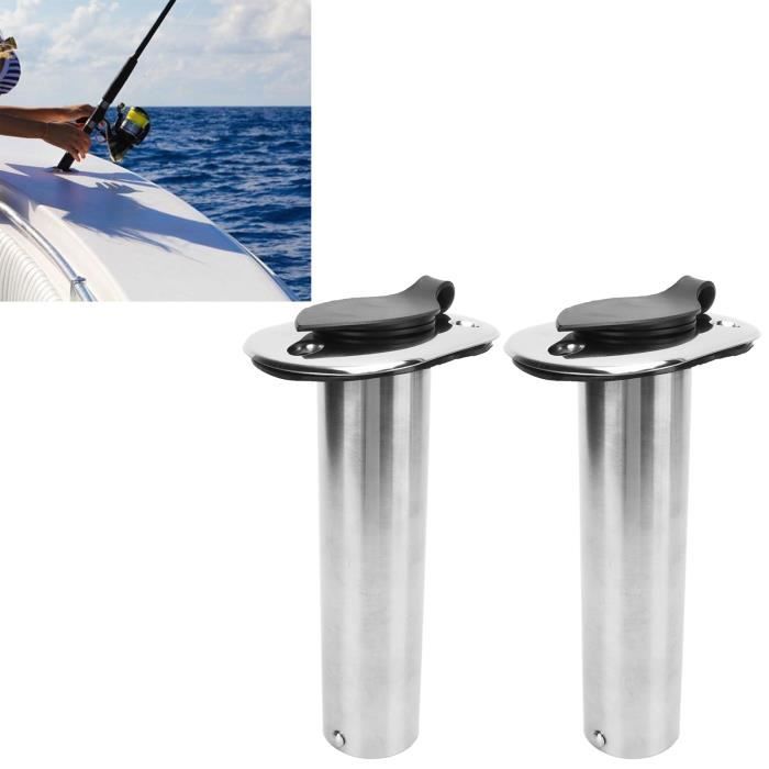 HURRISE Porte-canne à pêche pour bateau 2 pièces support de canne à pêche  pour bateau 9 pouces 316 acier inoxydable UV PVC