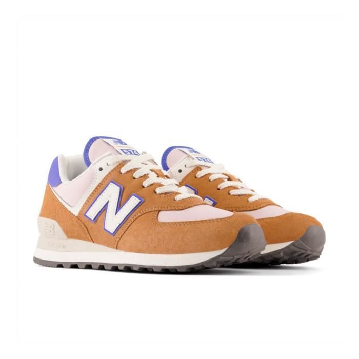 Baskets Femme NEW BALANCE 574 Orange Lacets Cuir Orange