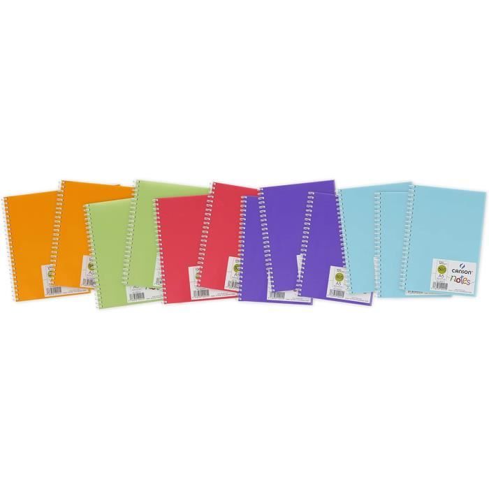 Lot De 5 Carnets Canson 50 Feuilles 120g/m² - Spiralé - Couverture Polypro - Format A4 (environ 22x30 Cm) - Bleu