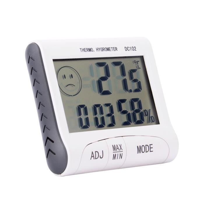 Thermomètre digital intérieur de la Température LCD Numérique Humidimètre  Horloge magnétique - Cdiscount Jardin