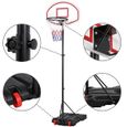 Yaheetech Panier de Basket-Ball Extérieur Intérieursur Pied Hauteur Réglable 159 - 214 cm 5 Niveaux avec Support et Roulettes Rouge-2