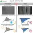 Voile d'ombrage Triangle HDPE VOUNOT - Gris - 19 pcs kit de montage - 3x3x3M-2