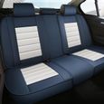 Housse de siège auto universelle en cuir PU pour siège avant et arrière pour protéger siège de voiture Bleu et blanc-2