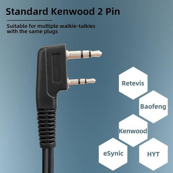 Retevis Oreillette Talkie-Walkie 2 Pin Tube Acoustique Avec Grand PTT - Lot De 2 - Compatible RT24 RT22 Baofeng BF-888S