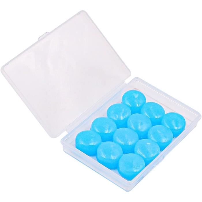 Bouchons d'oreille en silicone - réutilisables - imperméables(bleu + boîte)