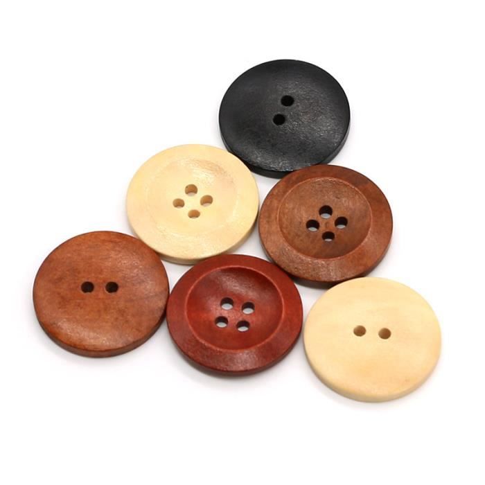Lot De 5 Boutons Toggle En Bois Marron - 50x13.5mm 2 Trous - DIY Couture