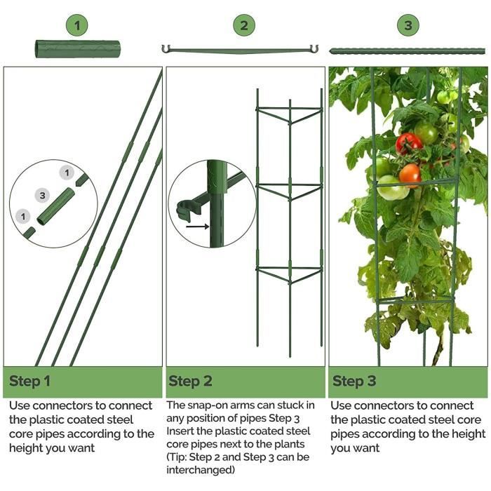 Lot de 4 cages de support pour plantes résistantes à la rouille Anneau de  support pour plantes de jardin pour tomate, treillis, plante grimpante,  fleur, 45 cm de haut, 14 cm/16 cm/17