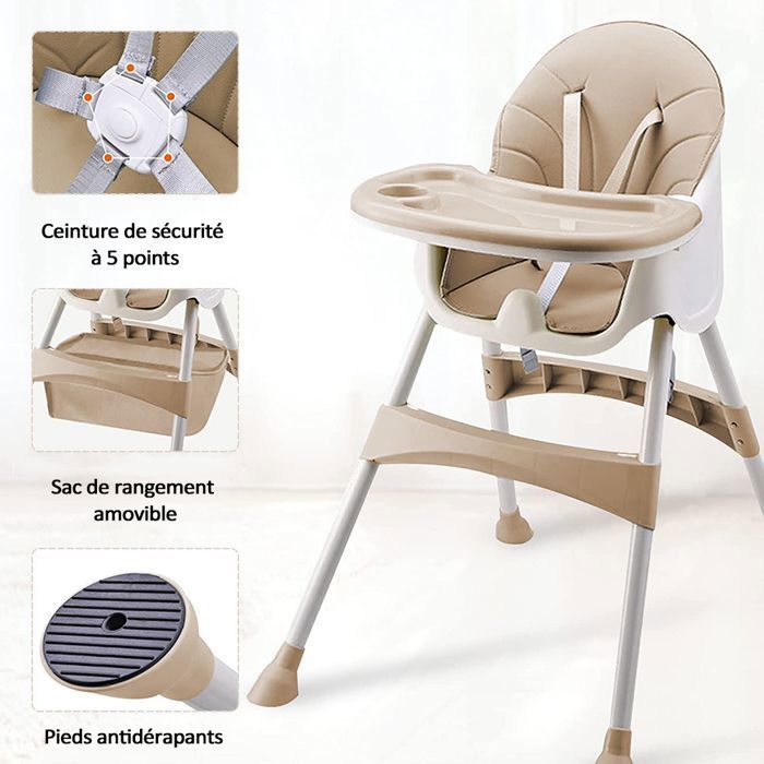 Chaise Haute Bébé 3 En 1 Convertible Pieds Remplaçables Et Barre Pour  Bascule Avec Plateau Repas Et Coussin Amovibles à Prix Carrefour