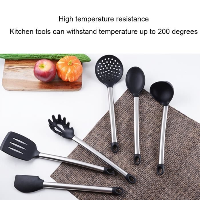 Ensemble de spatule de cuisine, ensemble d'ustensiles de cuisine résistant  aux hautes températures, conception de trou de