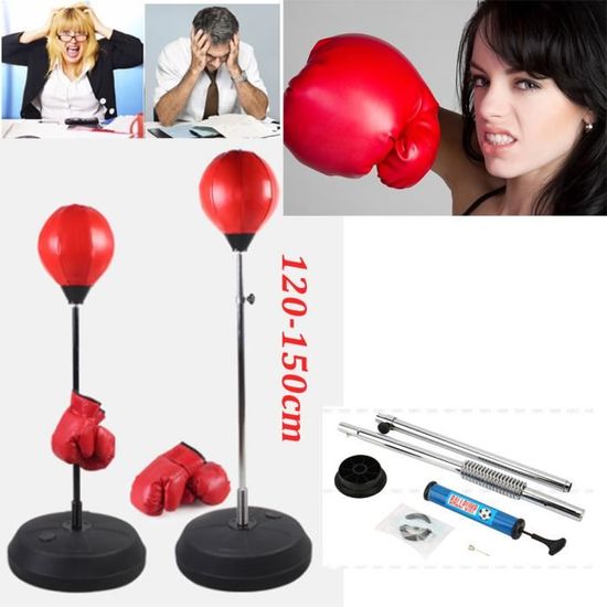 Punching Ball avec Gants de Boxe et Pompe pour Entra/înement de Boxe Kit de Poids Vitesse Boxe Sport Jeu de Combat Hauteur R/églabl 120-150cm Sac de Frappe Boxe