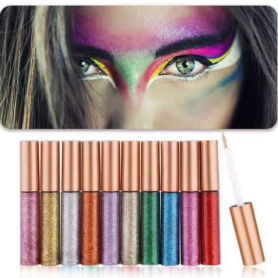 10 couleurs paillettes eyeliner liquide etanche chatoyant haute pigmentee argent or metallique colore eye liner cdiscount au quotidien coloriage tabaluga gratuit
