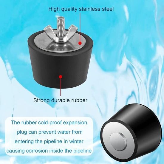 2 Bouchons D'hiver Pour Piscine Newtic - Conique 32-38mm - Caoutchouc Et Acier Inox - Protection Gel Tuyauterie