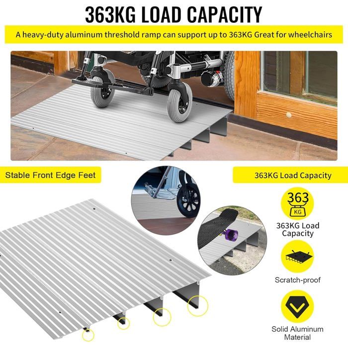 En Caoutchouc De Trottoir, Rampe De Seuil Pour Marche Hauteur 3-22 Cm