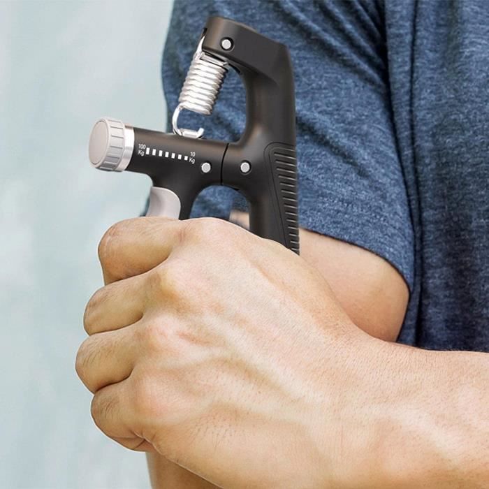 Musculation Main – Poignée De Force Réglable 10-100 Kg, Compteur Intégré, TPE Antidérapant – Pour Avant-bras Et Doigts