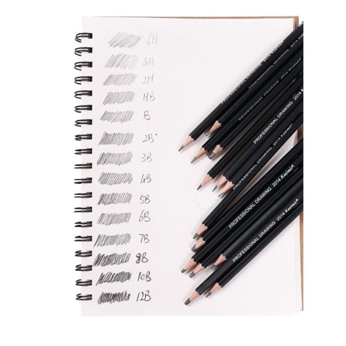 14 Crayons Dessin, Professionnel Crayon Papier 12B, 10B, 8B, 7B, 6B, 5B,  4B, 3B, 2B, B, HB, 2H, 4H, 6H307 - Cdiscount Beaux-Arts et Loisirs créatifs