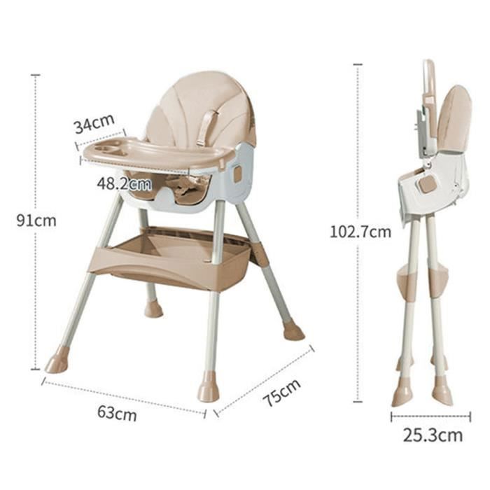 Chaise haute portable pour bébé Monkey chaise haute de voyage 6 à 36 mois  jusqu'à 15kg pliable harnais réglable en 5 points