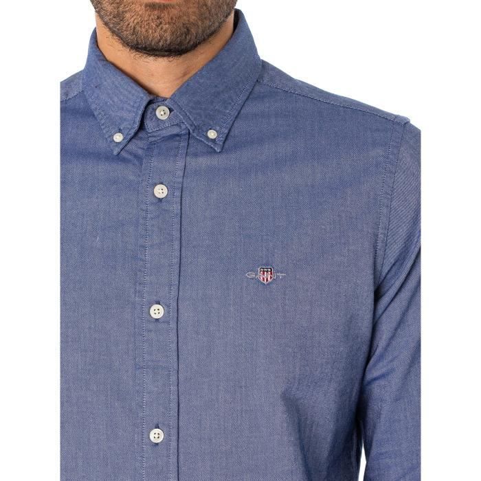 Chemise Homme GANT Regular Cotton Linen Stripe – Manches Courtes, Rayures – Tissu Lin/coton Pour L'été - 3