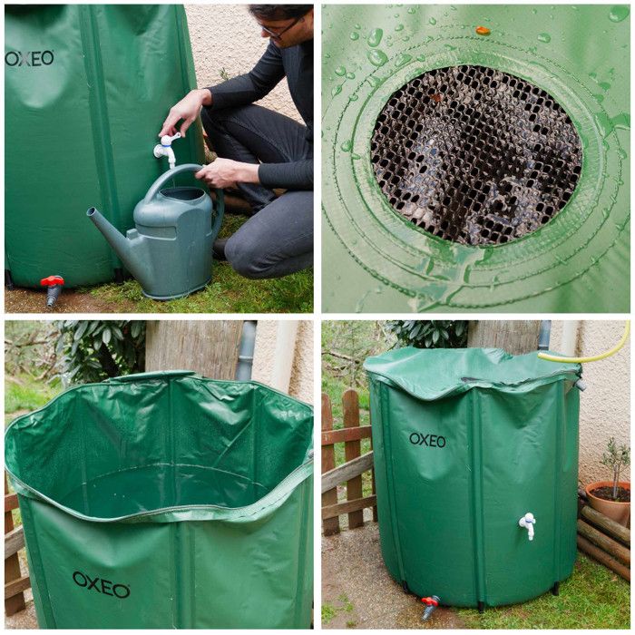 Bonnlo Récupérateur Eau Pluie Pliable 760L - Cuve Souple PVC 500D Avec Robinet Et Filtre Vert